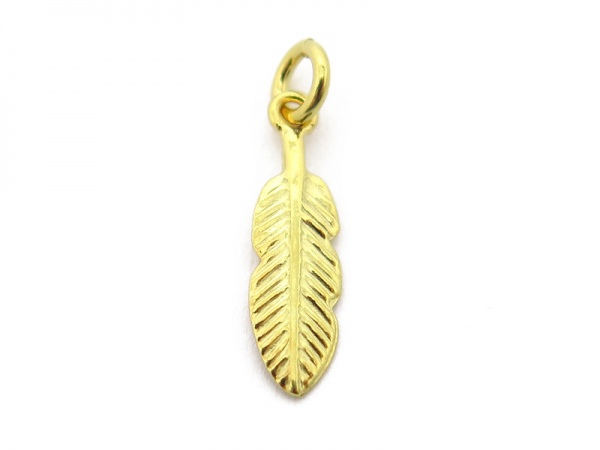 Gold Vermeil Feather Charm 15mm