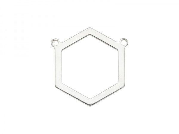 Sterling Silver Hexagon Connector 17mm