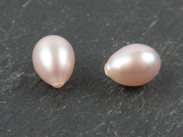 Freshwater Pearl Rose Teardrop ~ Various Sizes ~ Half Drilled ~ PAIR