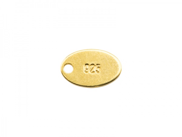Gold Plated Vermeil Silver Stamped Oval Tag 8mm