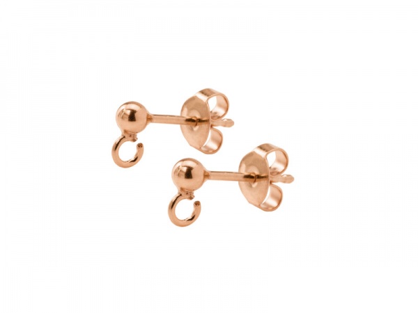 Rose Gold Vermeil Ear Studs with Backs ~ PAIR