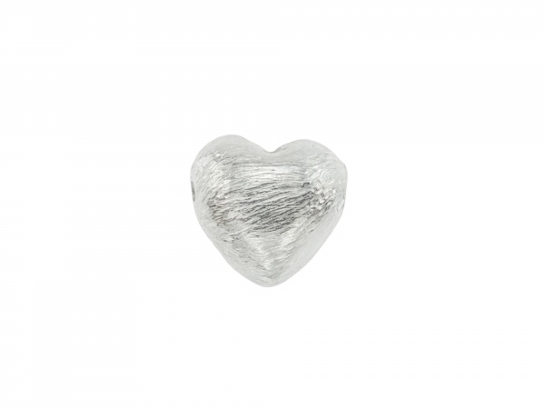 Sterling Silver Brushed Heart Bead 9mm