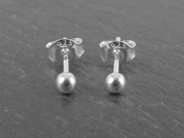 Sterling Silver Round Studs 3mm ~ PAIR