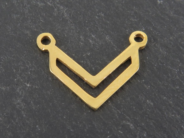Gold Vermeil Double V Connector 17mm