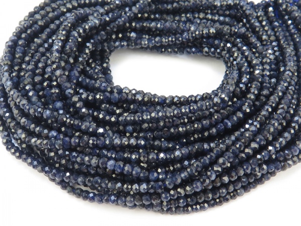 Blue Sapphire Faceted Rondelles 2mm ~ 12.5'' Strand