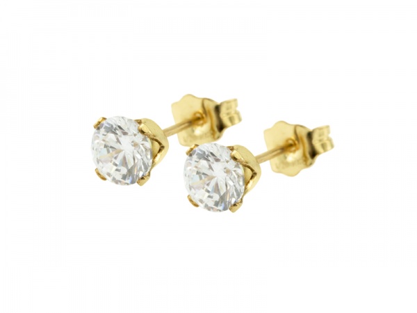 Gold Filled Cubic Zirconia Ear Studs 5mm ~ PAIR