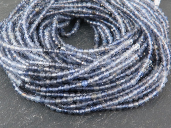 AAA Shaded Iolite Micro-Faceted Rondelles 2mm ~ 12.5'' Strand