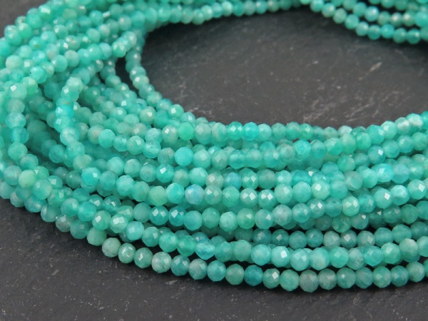 AA+ Amazonite Micro-Faceted Rondelles 3.25mm ~ 12.5'' Strand