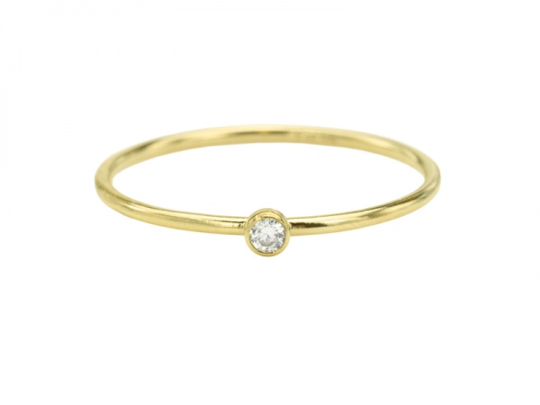 Gold Filled Stacking Ring with CZ ~ Size N