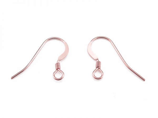 Rose Gold Filled Flat Ear Wire with Coil ~ PAIR