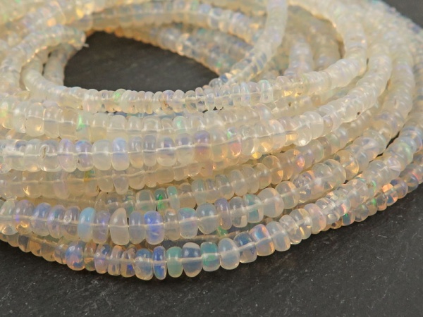 AA Ethiopian Opal Smooth Rondelle Beads 3.5-4mm ~ 16'' Strand