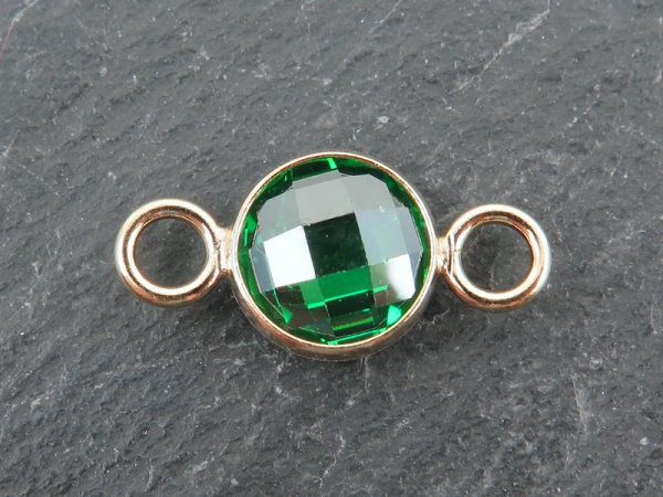Cubic Zirconia Gold Filled Connector ~ Green ~ 18mm