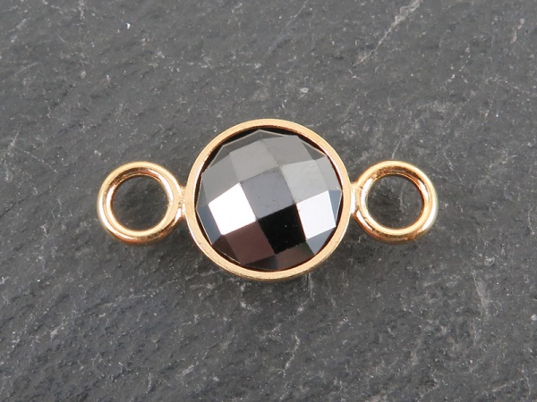 Cubic Zirconia Gold Filled Connector ~ Black ~ 18mm