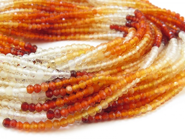 AAA Fire Opal Micro Faceted Rondelles 2mm ~ 13'' Strand