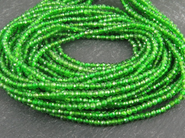 AAA Chrome Diopside Micro-Faceted Rondelles 2mm ~ 12.5'' Strand