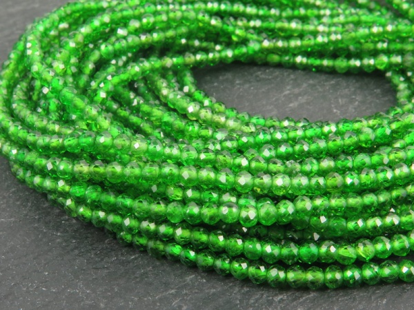 AAA Chrome Diopside Micro-Faceted Rondelles 2mm ~ 12.5'' Strand