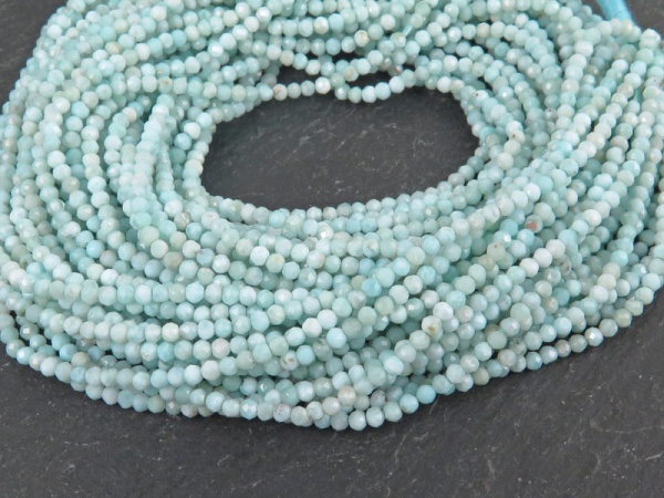 AA Larimar Micro-Faceted Rondelles 2mm ~ 13'' Strand