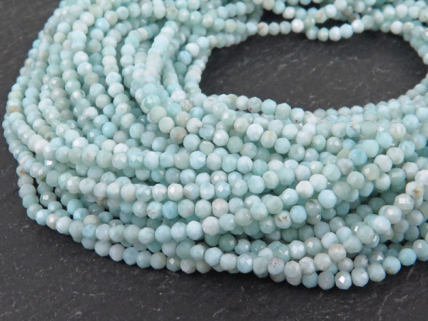 AA Larimar Micro-Faceted Rondelles 2mm ~ 13'' Strand