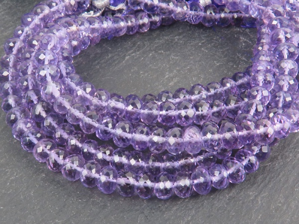 AAA Amethyst Micro-Faceted Rondelles 6.5-7mm ~ 8'' Strand