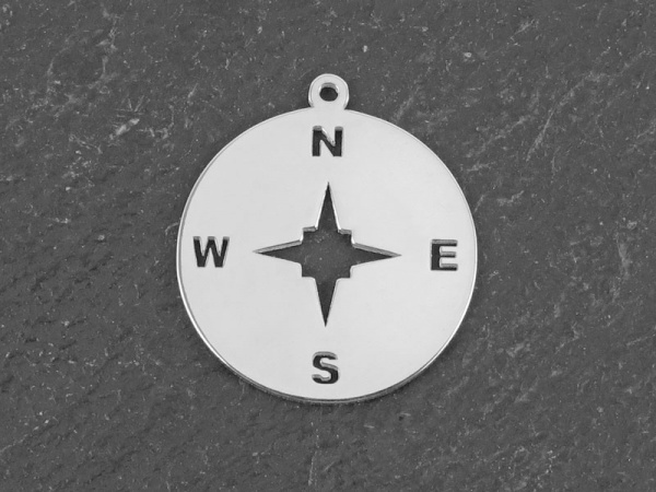 Sterling Silver Compass Pendant 17mm