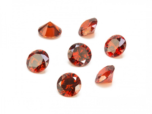 Cubic Zirconia Round ~ Red ~ Various Sizes