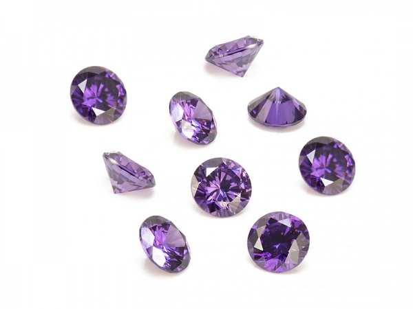 Cubic Zirconia Round ~ Purple ~ Various Sizes