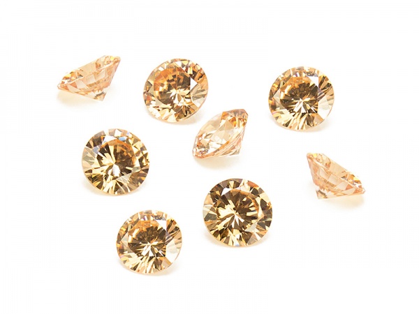 Cubic Zirconia Round ~ Peach ~ Various Sizes