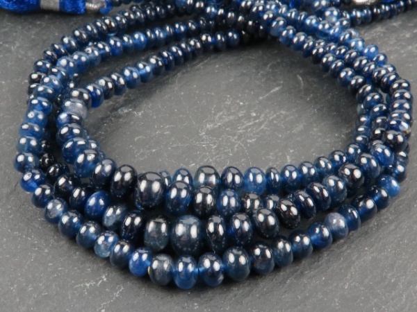 AA Blue Sapphire Smooth Rondelles 3-5mm ~ 8.25'' Strand