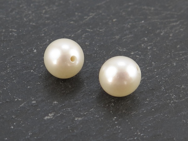 Freshwater Pearl Ivory Round ~ Various Sizes ~ Half Drilled ~ PAIR