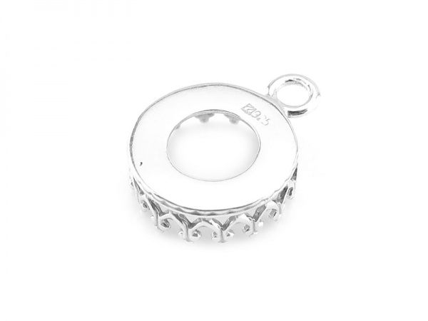 Sterling Silver Gallery Wire Round Bezel Pendant 10mm