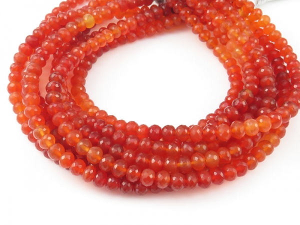AA+ Carnelian Micro-Faceted Rondelles ~ Various Sizes ~ 8'' Strand