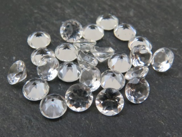 White Topaz Faceted Round ~ Various Sizes