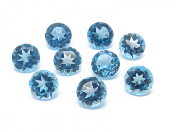 Swiss Blue Topaz Faceted Round ~ Various Sizes