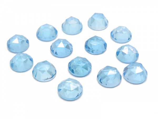 Swiss Blue Topaz Rose Cut Round Cabochon ~ Various Sizes