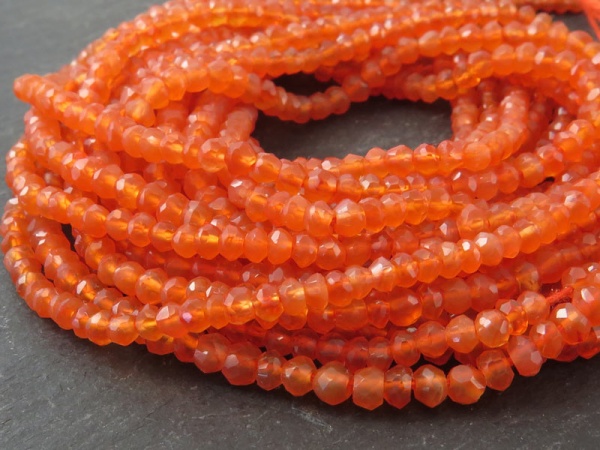 Carnelian Faceted Rondelles 4mm ~ 13'' Strand