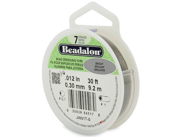 Beadalon 7 Strand Stringing Wire 0.012'' (0.30mm) - Bright - 30 Feet