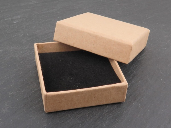 Earring/Pendant Box with Foam Insert ~ Natural ~ 55mm x 55mm