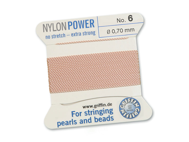 Griffin Nylon Power Beading Thread & Needle ~ Size 6 ~ Light Pink