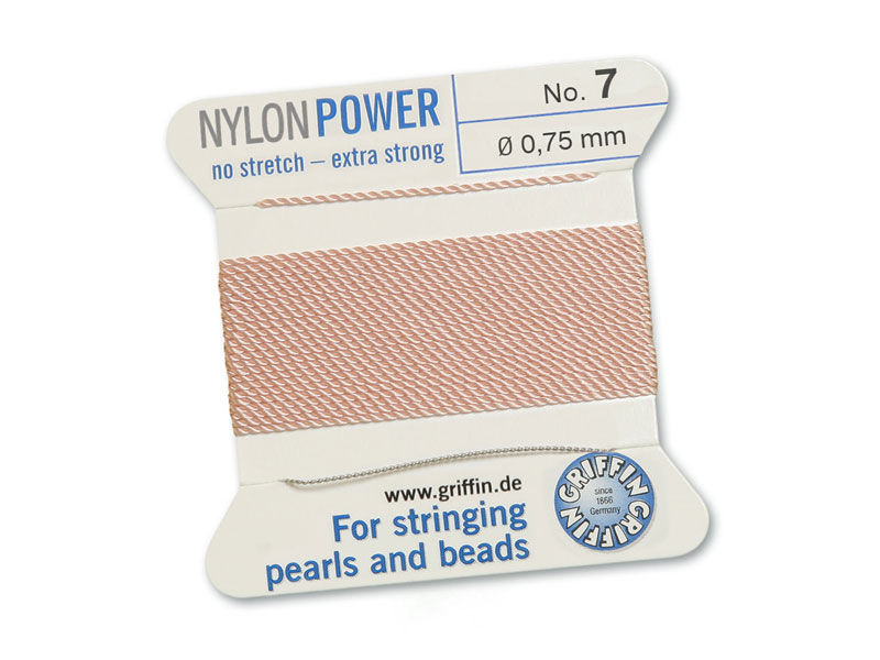 Griffin Nylon Power Beading Thread & Needle ~ Size 7 ~ Light Pink