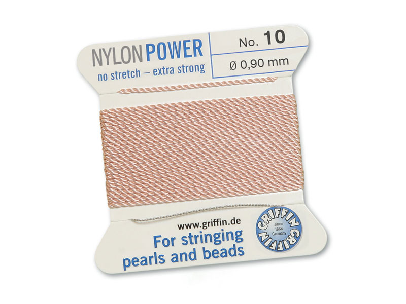 Griffin Nylon Power Beading Thread & Needle ~ Size 10 ~ Light Pink