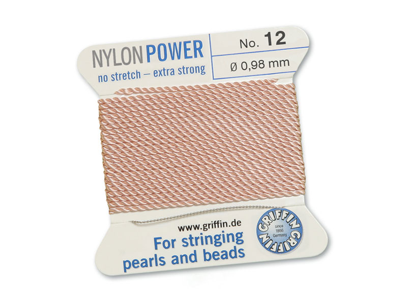 Griffin Nylon Power Beading Thread & Needle ~ Size 12 ~ Light Pink