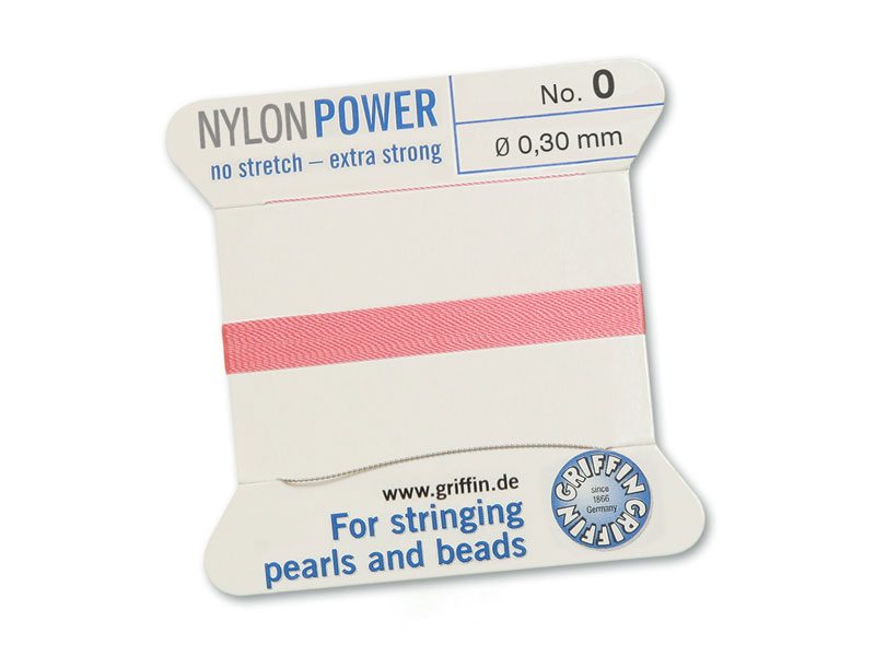 Griffin Nylon Power Beading Thread & Needle ~ Size 0 ~ Dark Pink
