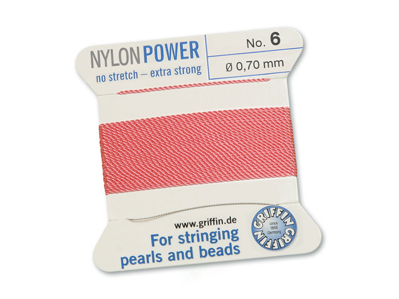 Griffin Nylon Power Beading Thread & Needle ~ Size 6 ~ Dark Pink