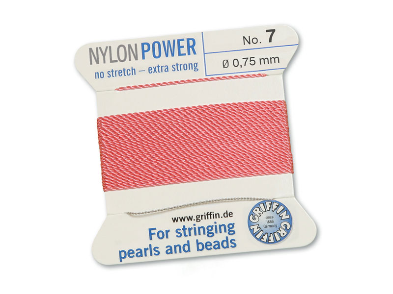 Griffin Nylon Power Beading Thread & Needle ~ Size 7 ~ Dark Pink