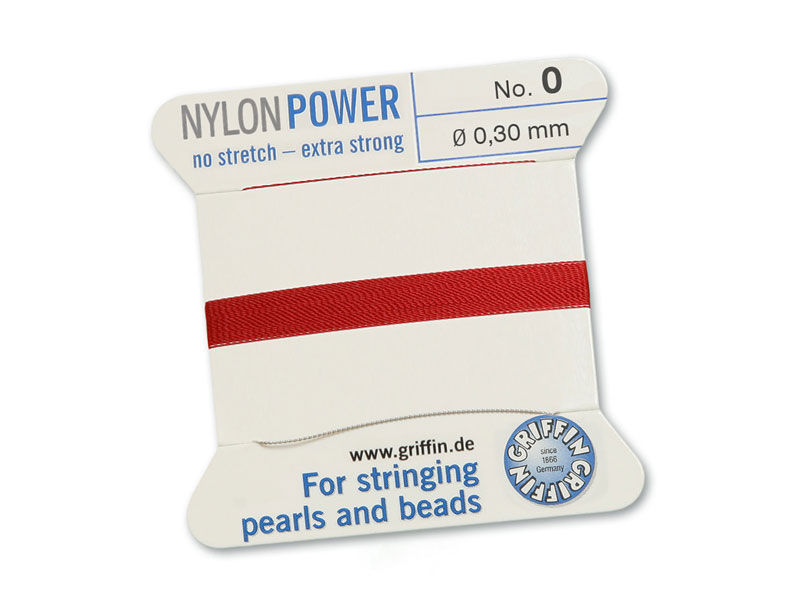 Griffin Nylon Power Beading Thread & Needle ~ Size 0 ~ Garnet
