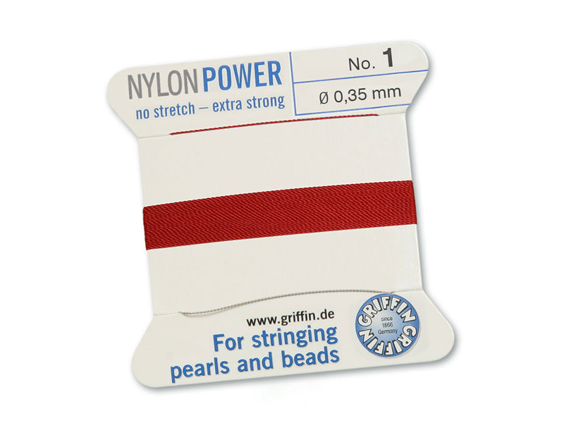 Griffin Nylon Power Beading Thread & Needle ~ Size 1 ~ Garnet