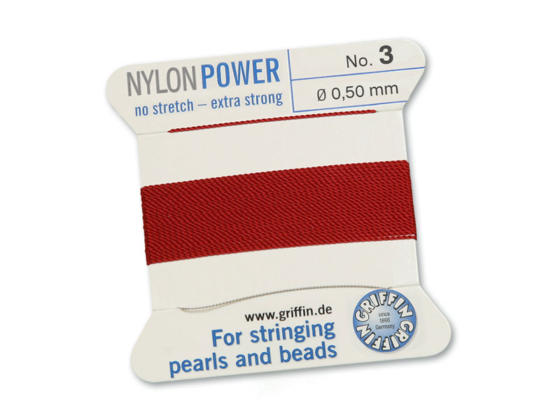 Griffin Nylon Power Beading Thread & Needle ~ Size 3 ~ Garnet