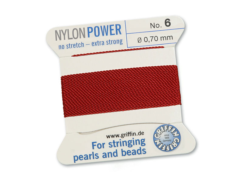 Griffin Nylon Power Beading Thread & Needle ~ Size 6 ~ Garnet