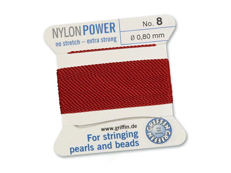 Griffin Nylon Power Beading Thread & Needle ~ Size 8 ~ Garnet