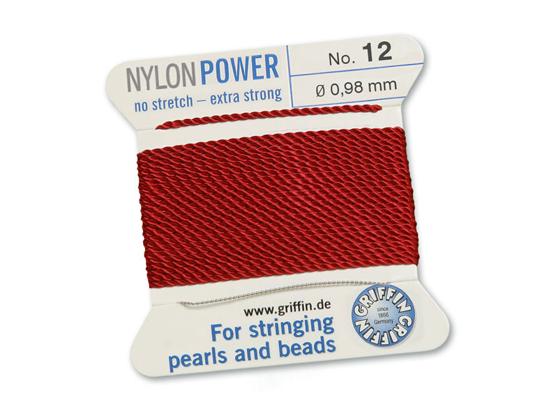 Griffin Nylon Power Beading Thread & Needle ~ Size 12 ~ Garnet